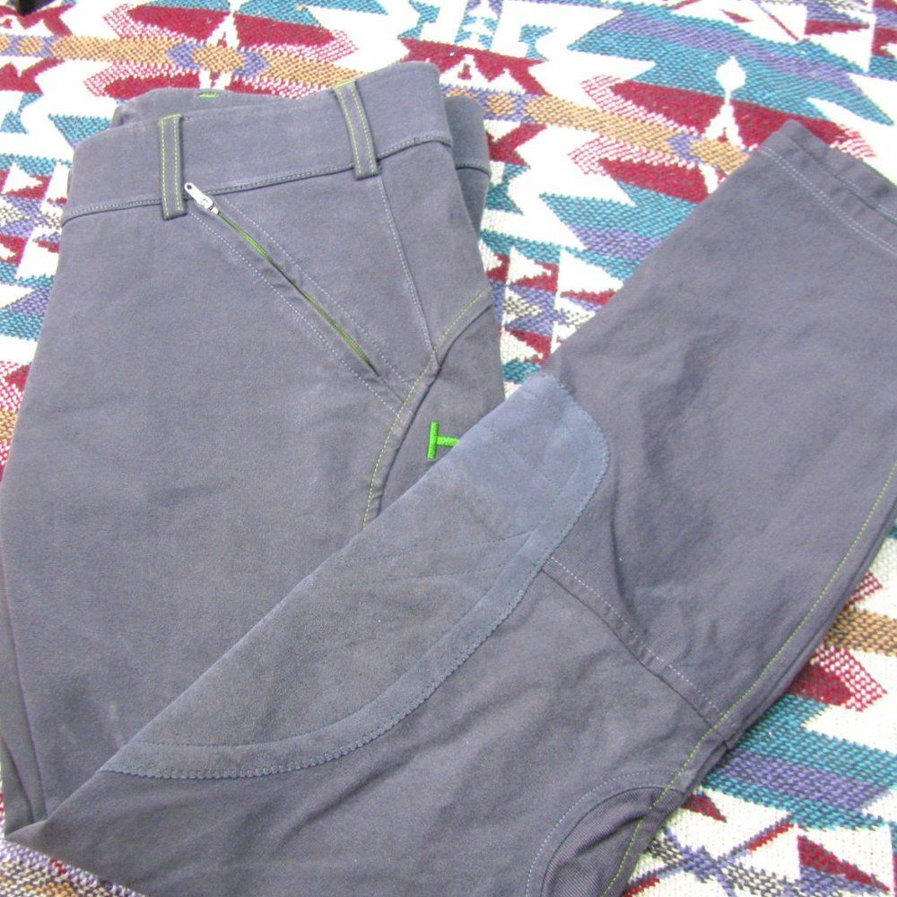 Ariat equestrian grey and green riding pants breeches